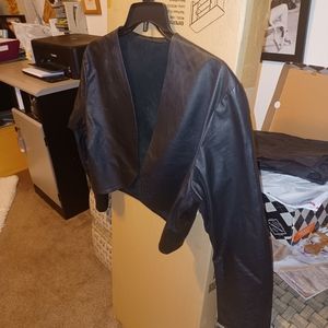 Cropped black leather jacket